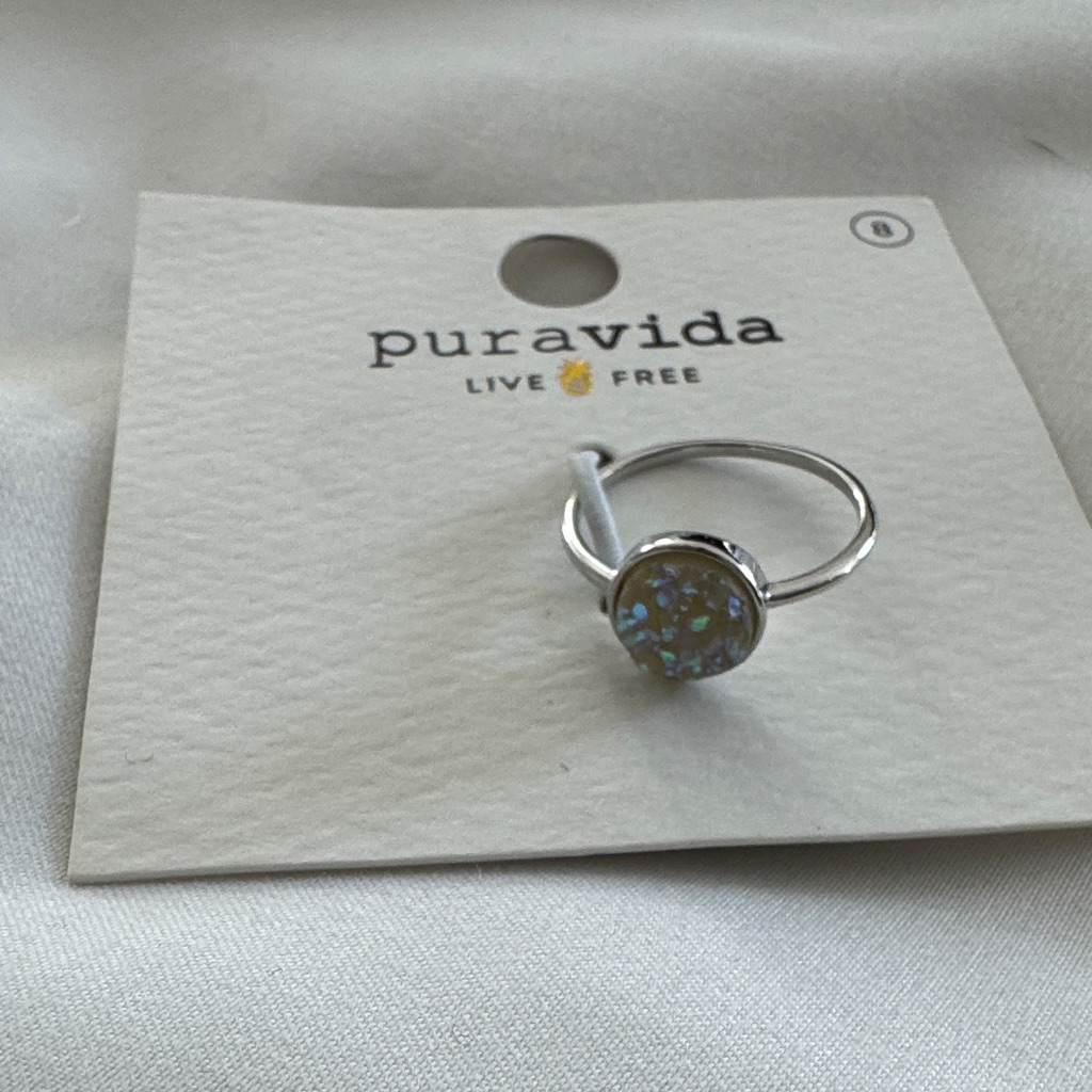 Pura Vida Silver Ring With Opalescent Stone 12$